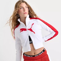 women's puma track jacket in white and red